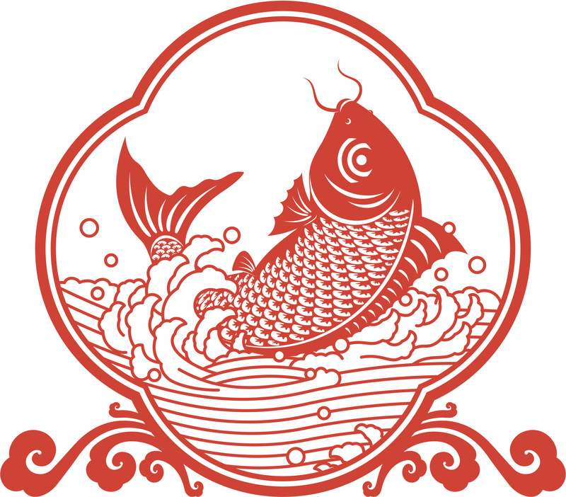 中国鲤鱼剪纸艺术的象征图片下载