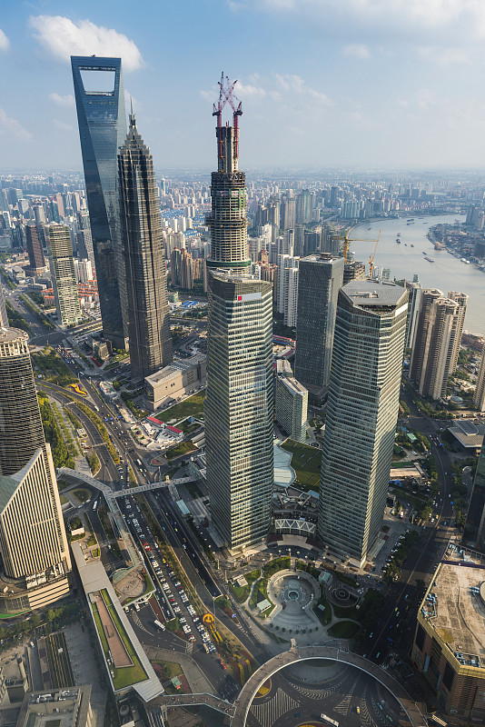 上海浦东摩天大楼鸟瞰中国图片下载