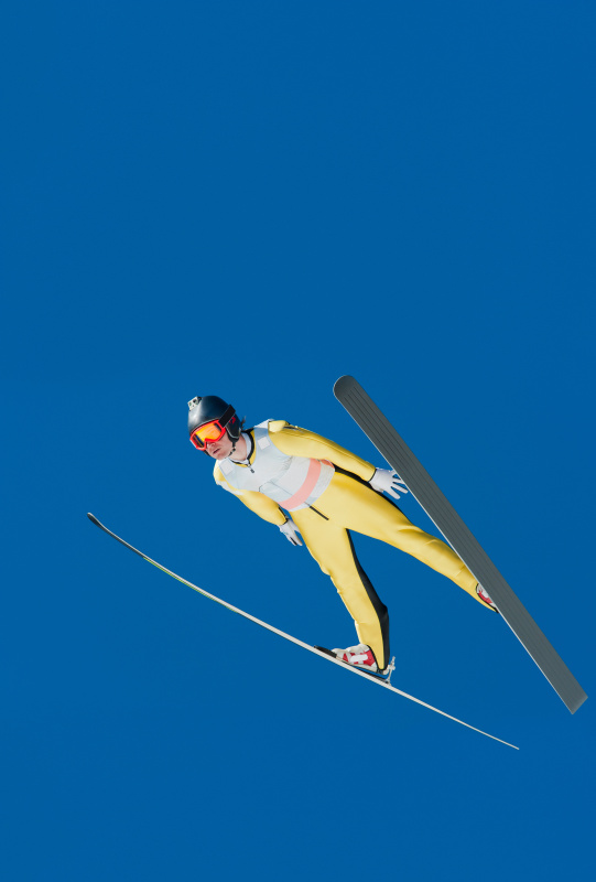 半空中跳台滑雪，装备摄像机图片下载