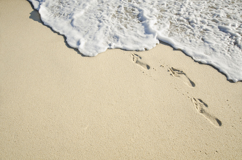 沙滩上的脚印，南塔开特，马萨诸塞州，新英格兰，美国图片下载