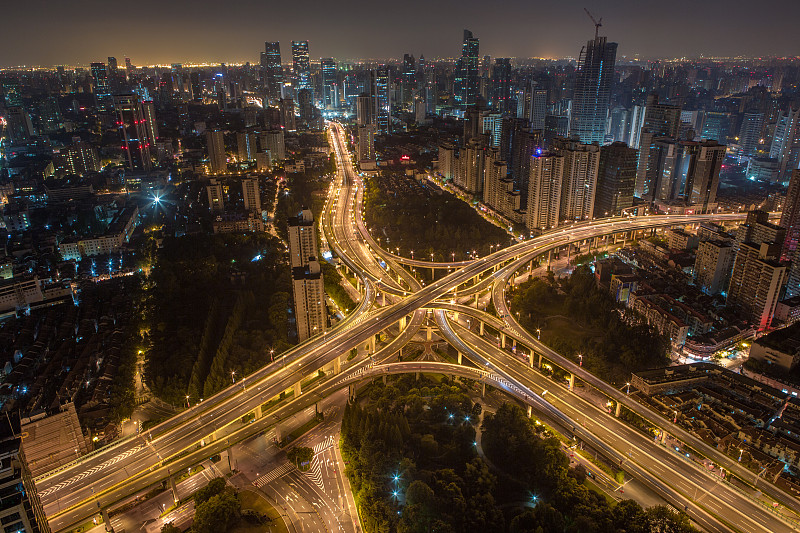 上海夜景鸟瞰图图片素材