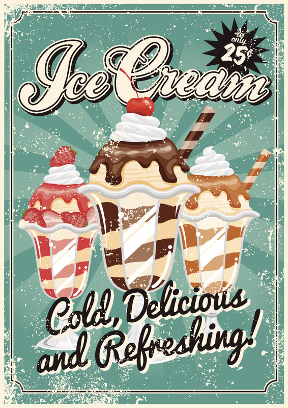 复古丝网印刷冰淇淋海报图片下载
