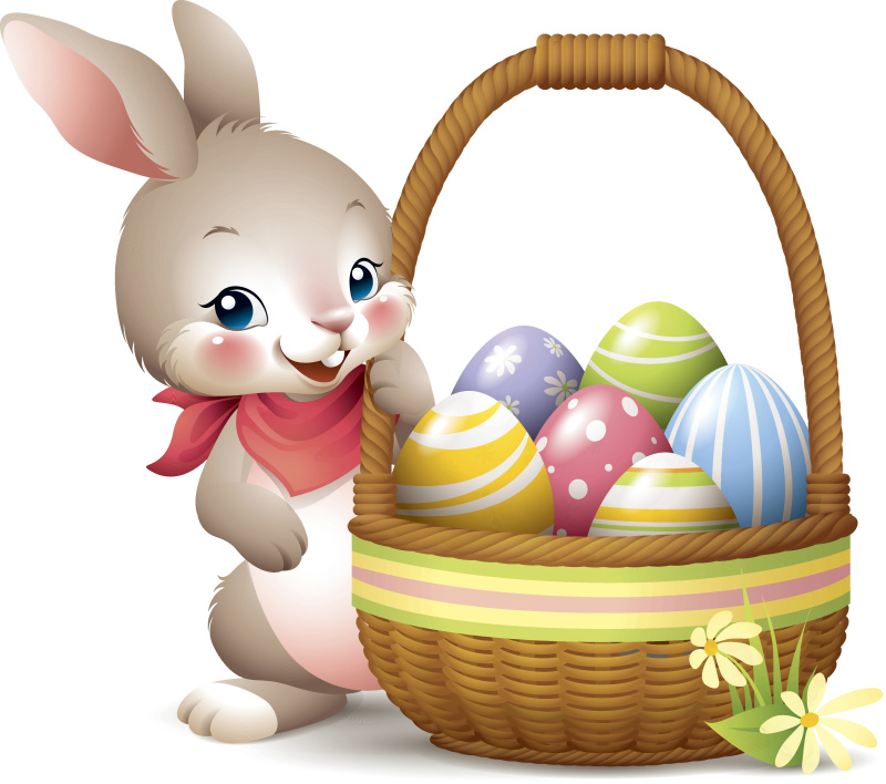 复活节兔子-篮子图片素材