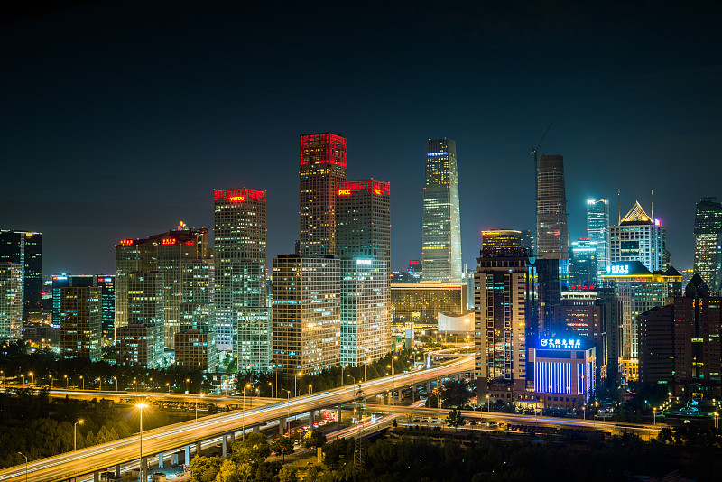 北京CBD夜间鸟瞰图图片下载