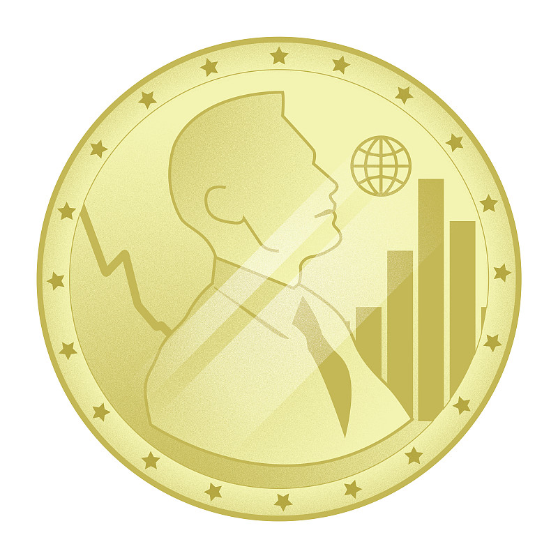 商人和柱状图上的硬币代表业务增长图片下载