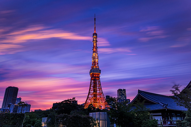 晚霞中的东京塔图片下载