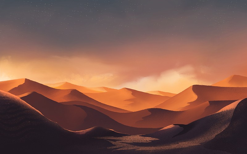 日落时分的沙漠景观图片下载