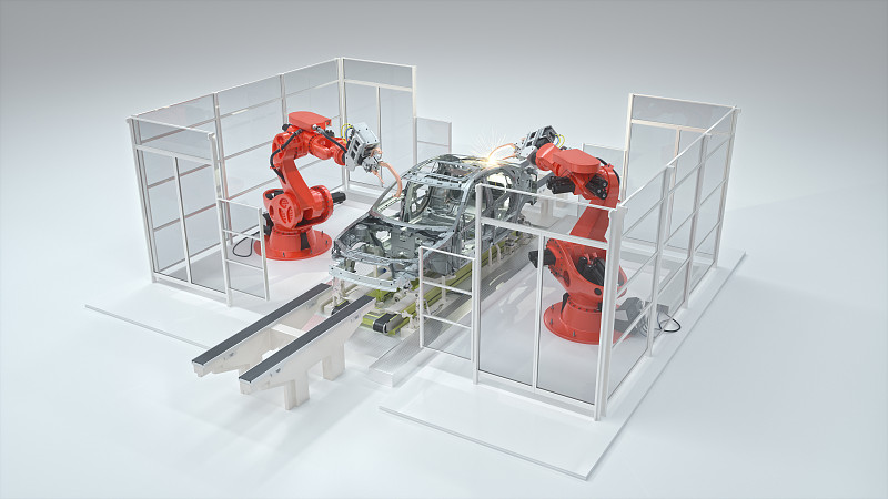焊接车身的机器人装配线图片下载