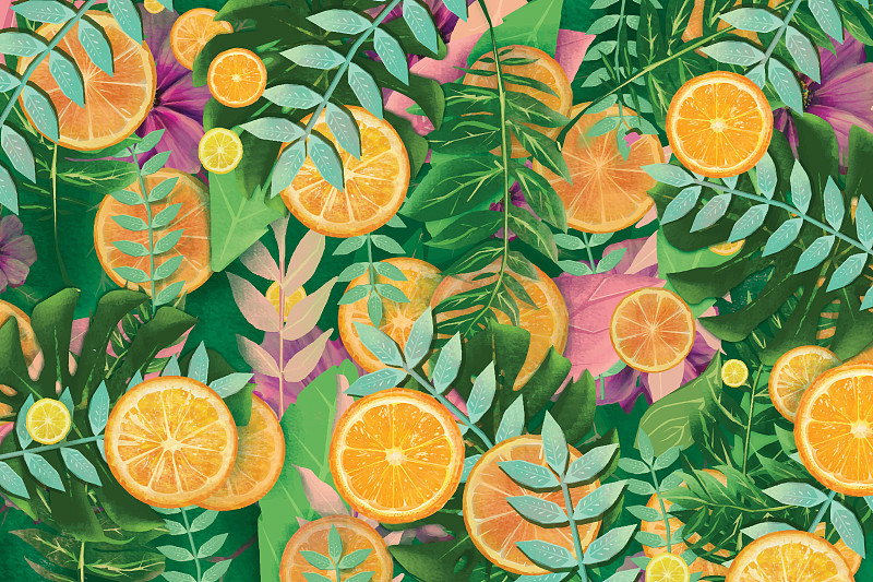 夏季水果的背景。橘子和柠檬图片下载
