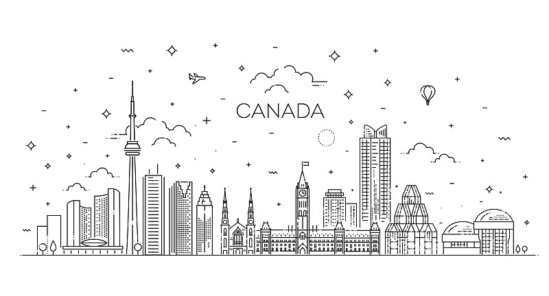 加拿大建筑线天际线插图图片下载