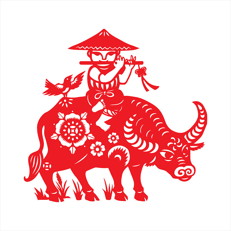 Ox papercut, Year of the Ox, 2021, Happy New Year, Chinese New Year图片素材