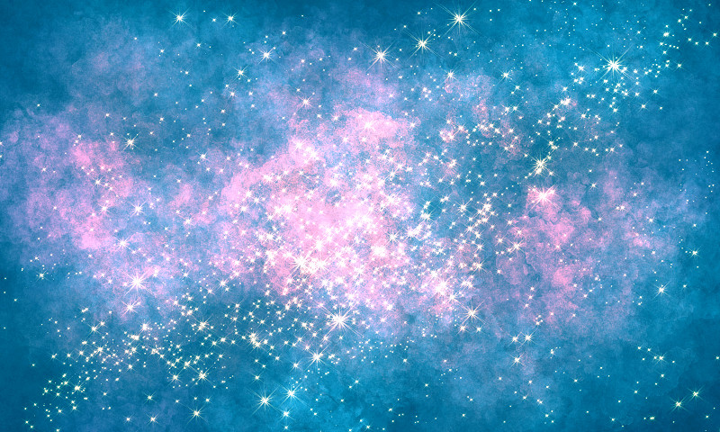 宇宙的深、深、饱和的蓝色、粉红色的闪亮背景许多星星、火花、云彩、星座。枯燥乏味的背景图片下载