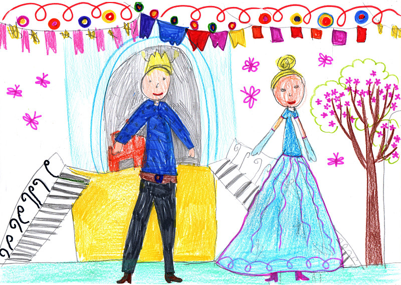 王子和公主求婚儿童画图片