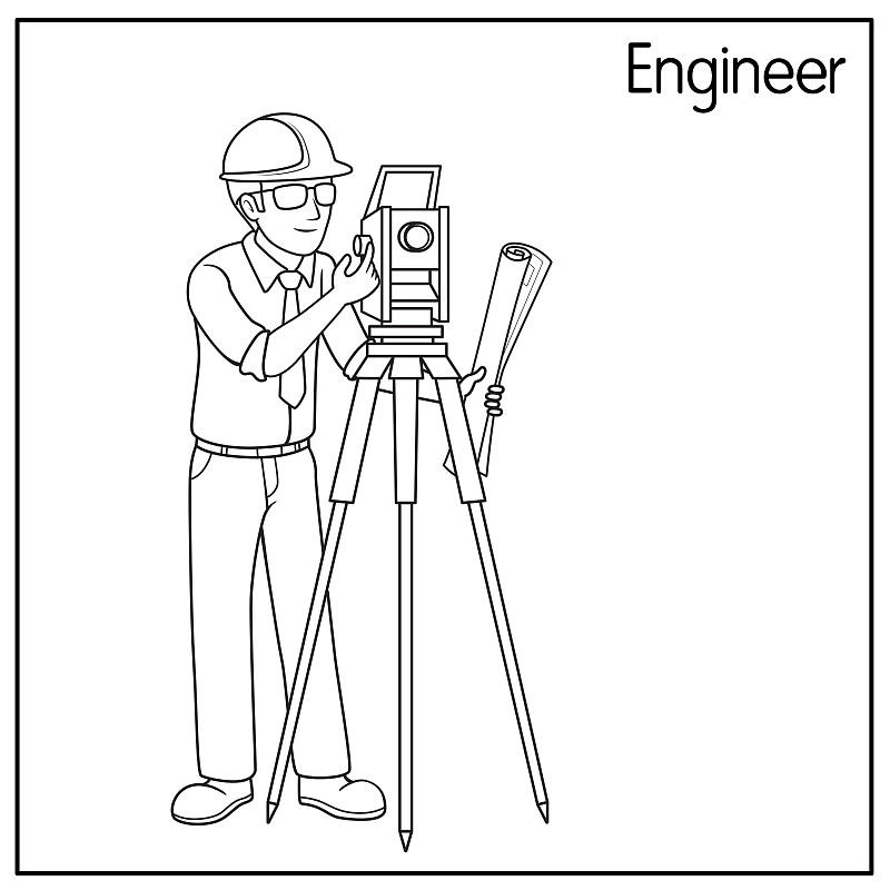 矢量插图的工程师孤立在白色背景工作和职业概念卡通人物