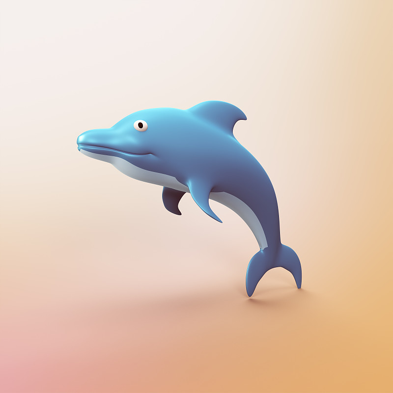 海豚鱼风格的3d CGI图标对象摄影图片