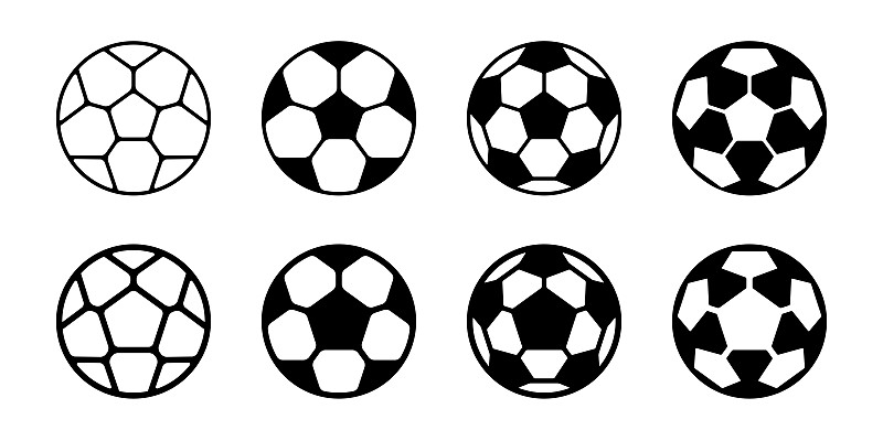 足球简单平面设计矢量插画多套下载
