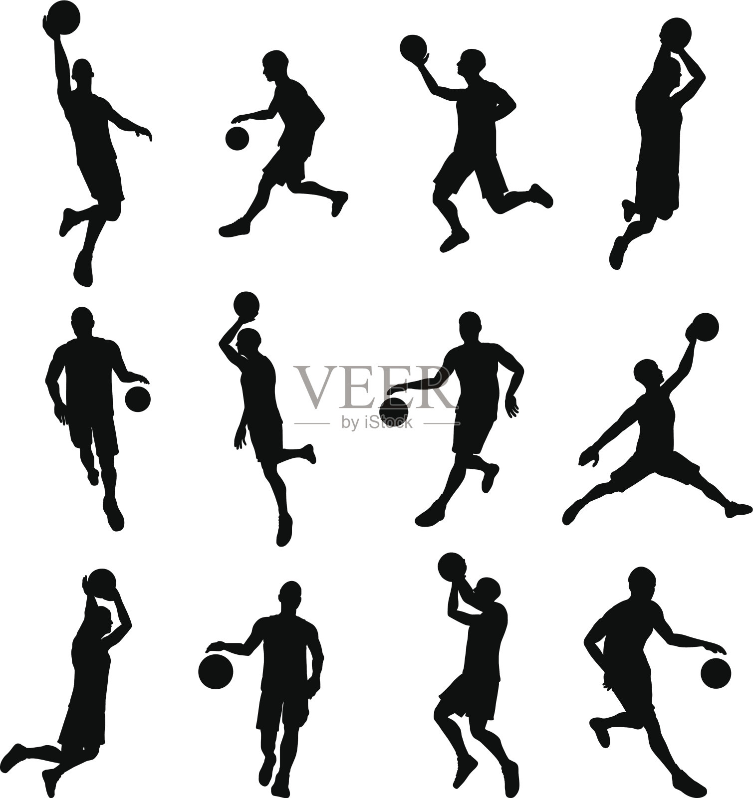 Basketballl球员轮廓插画图片素材