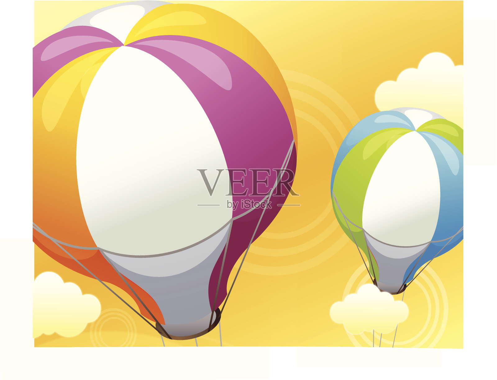 空中的热气球插画图片素材