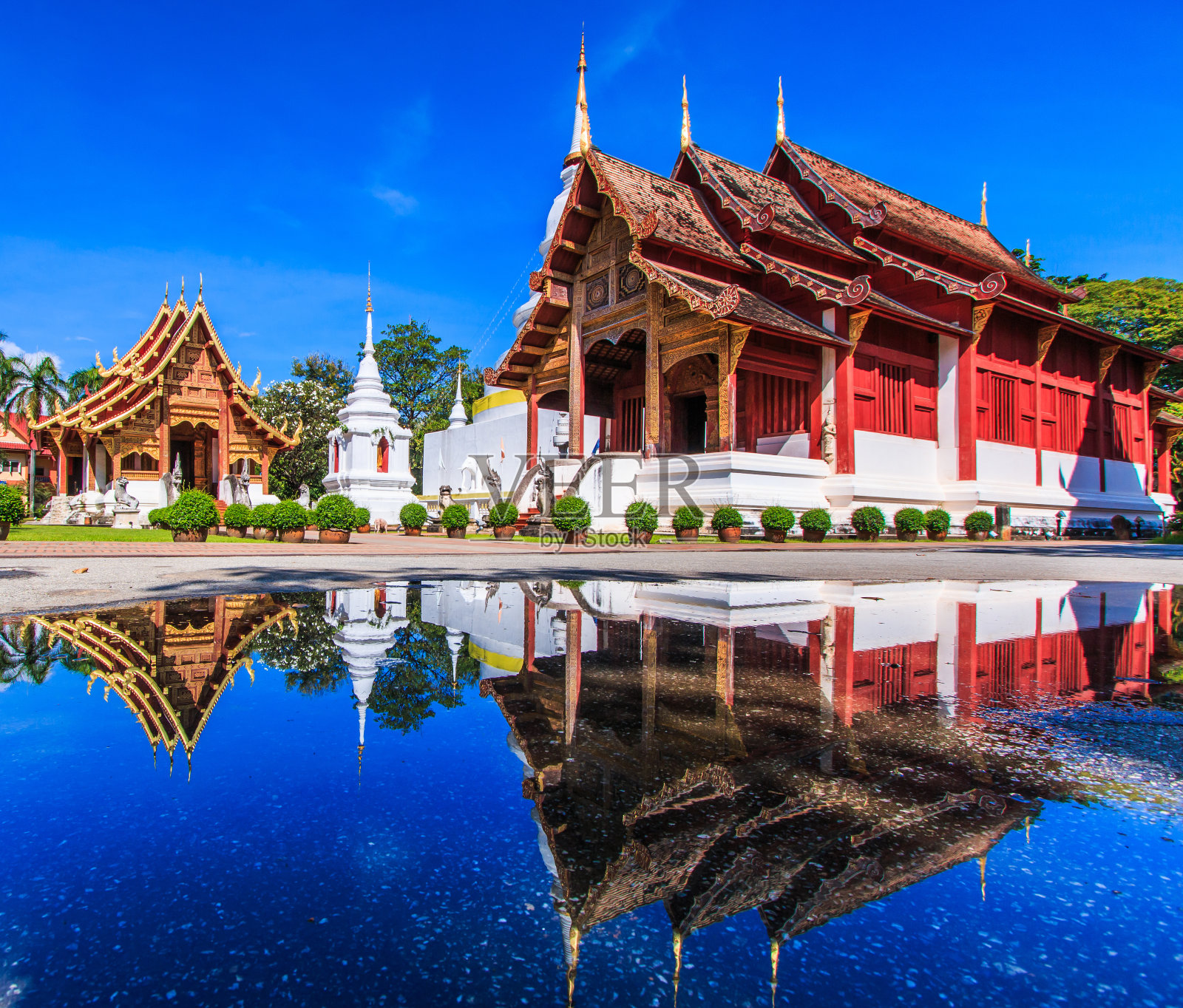 泰国清迈的七彩佛寺照片摄影图片