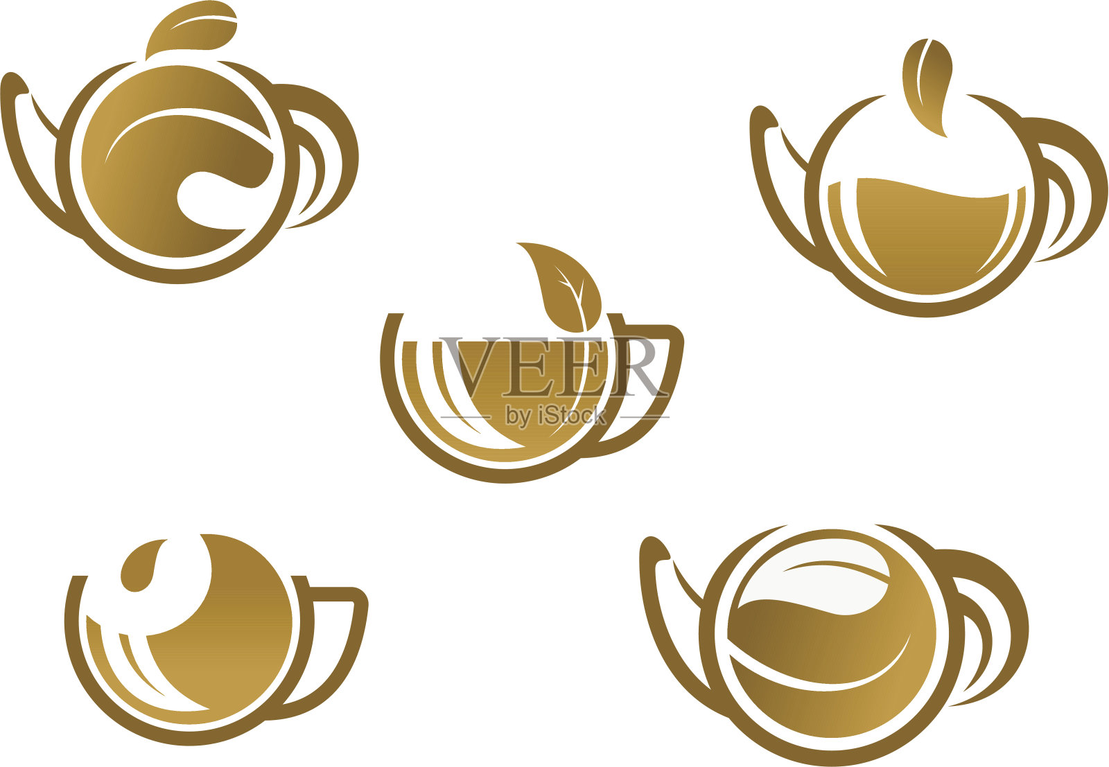 一套茶的图标和符号插画图片素材