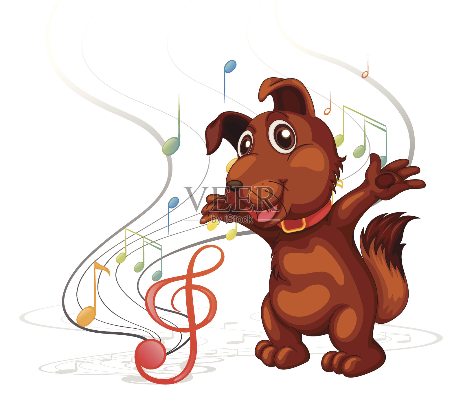 唱歌的狗插画图片素材