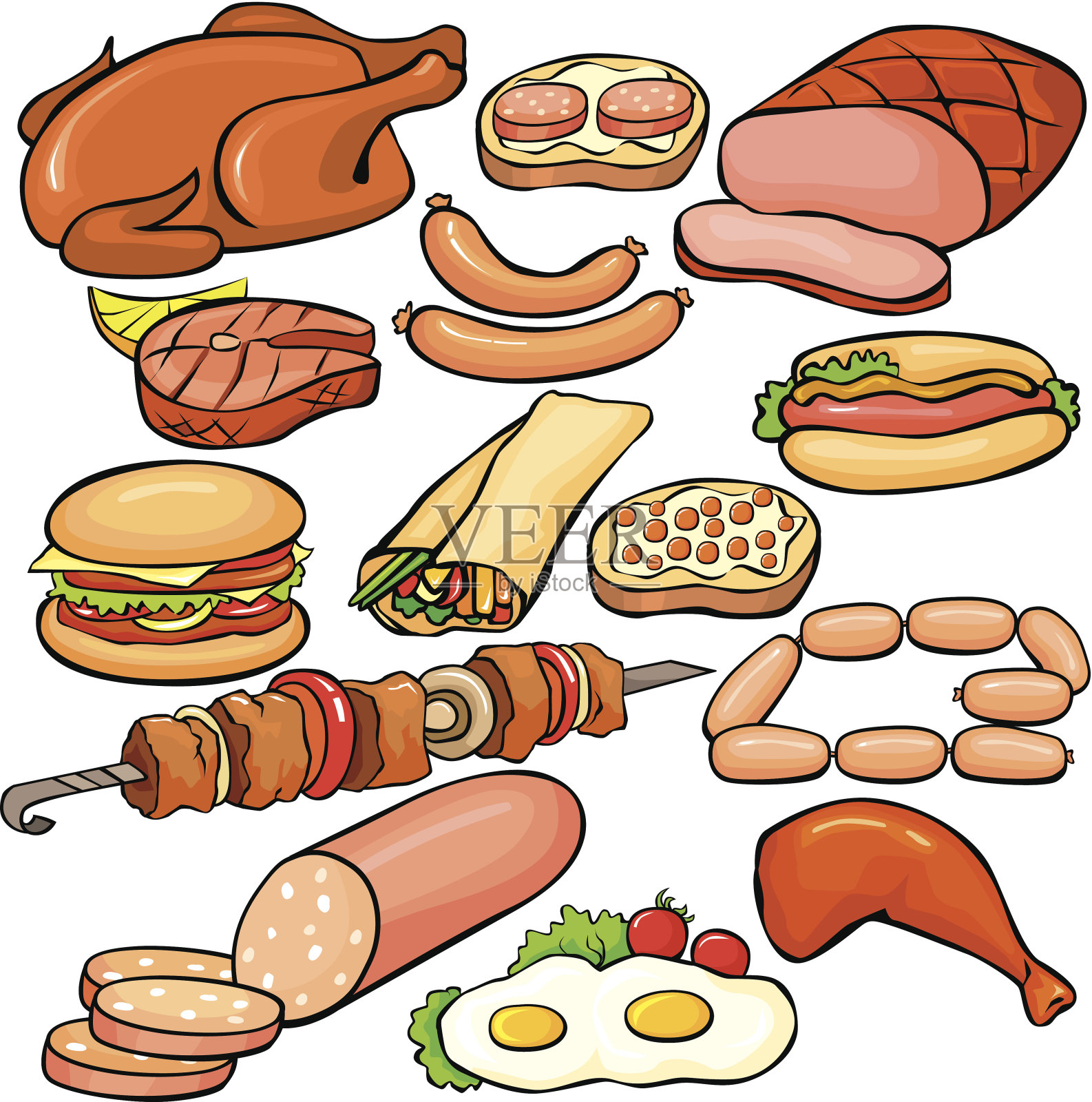 肉制品图标集插画图片素材