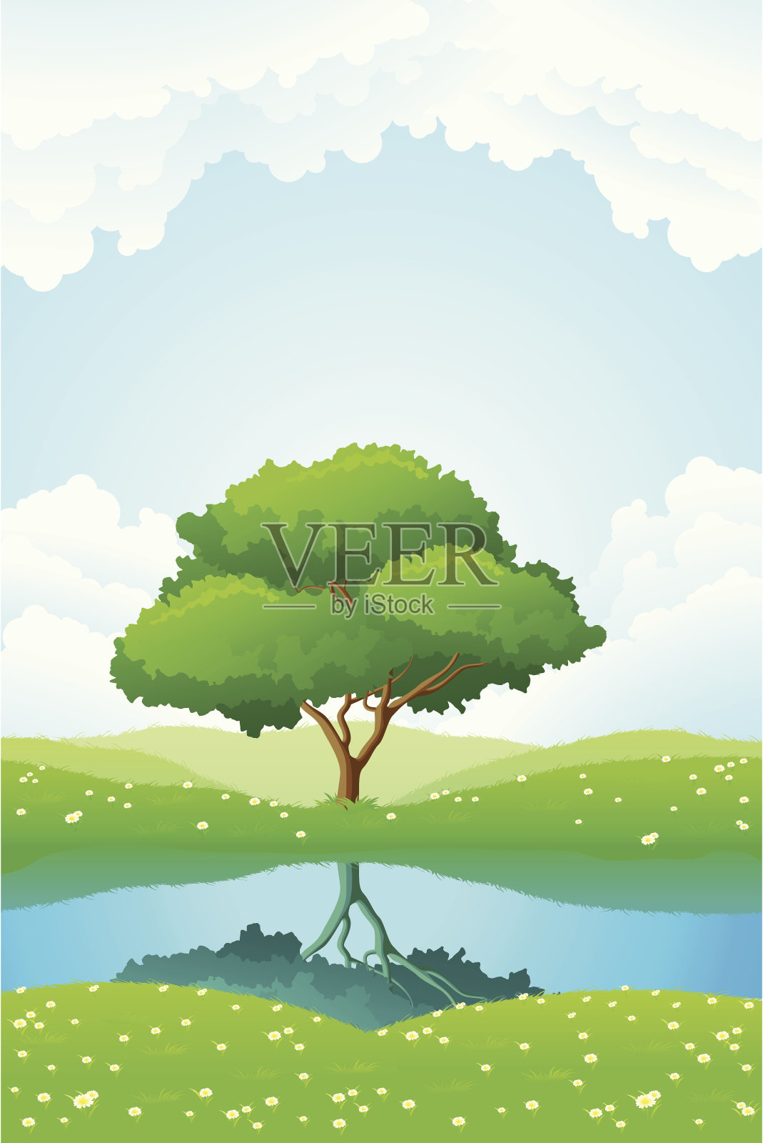 青树背景插画图片素材