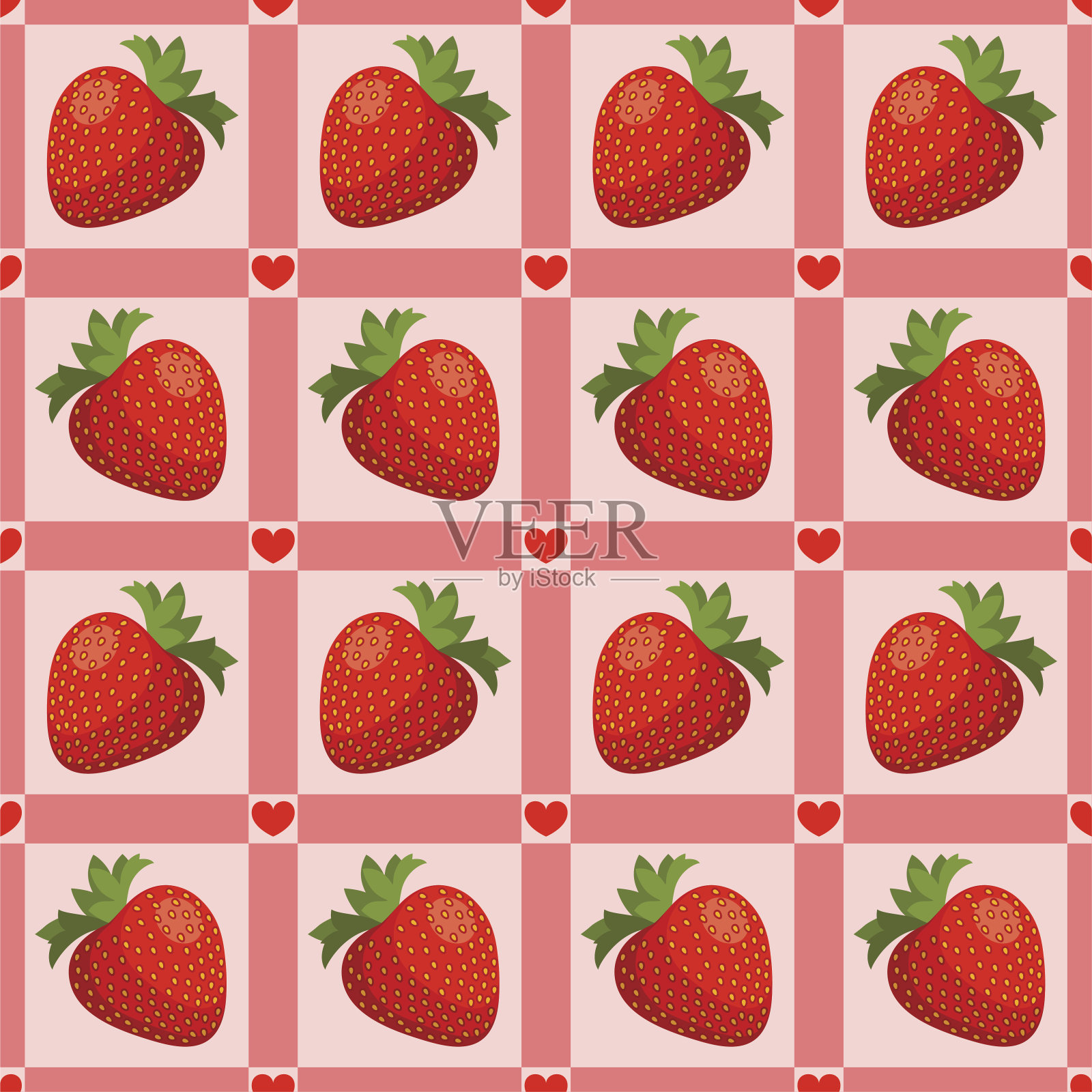 无缝的草莓图案插画图片素材