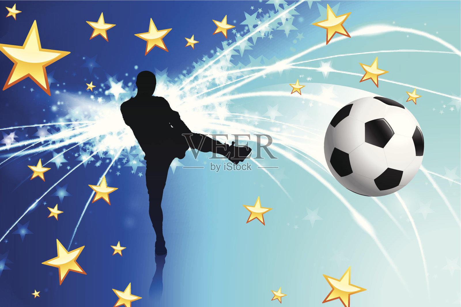 足球运动员在抽象的明星背景插画图片素材