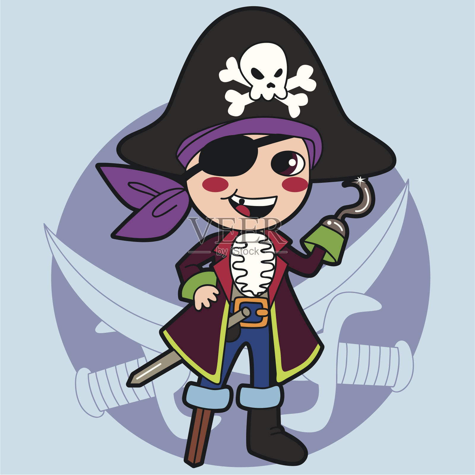 海盗男孩服装设计元素图片