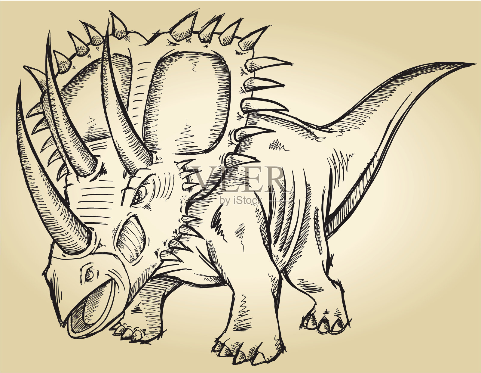 侏罗纪公园三角龙涂色 - 图纸 - 爱染色