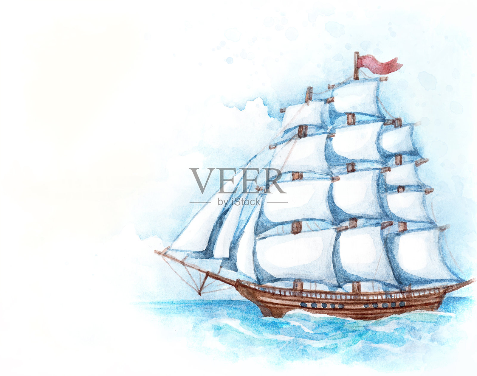 船舶的水彩插图插画图片素材
