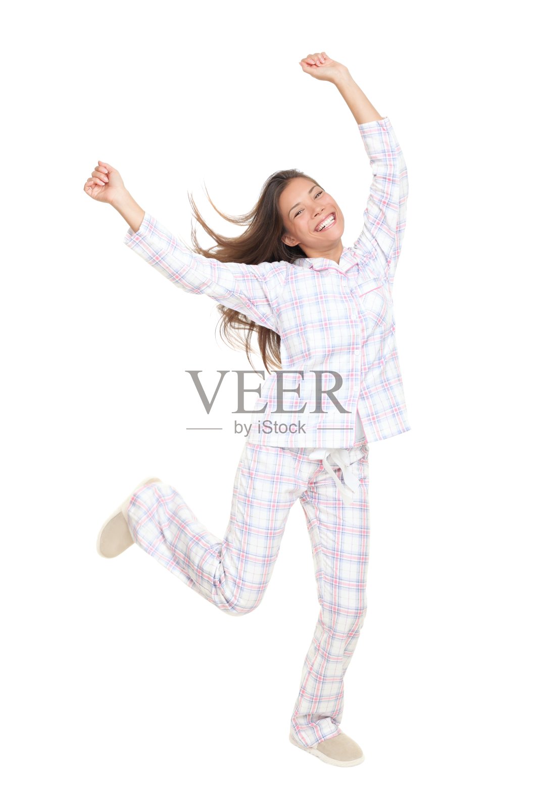 快乐快乐跳舞睡衣女人照片摄影图片