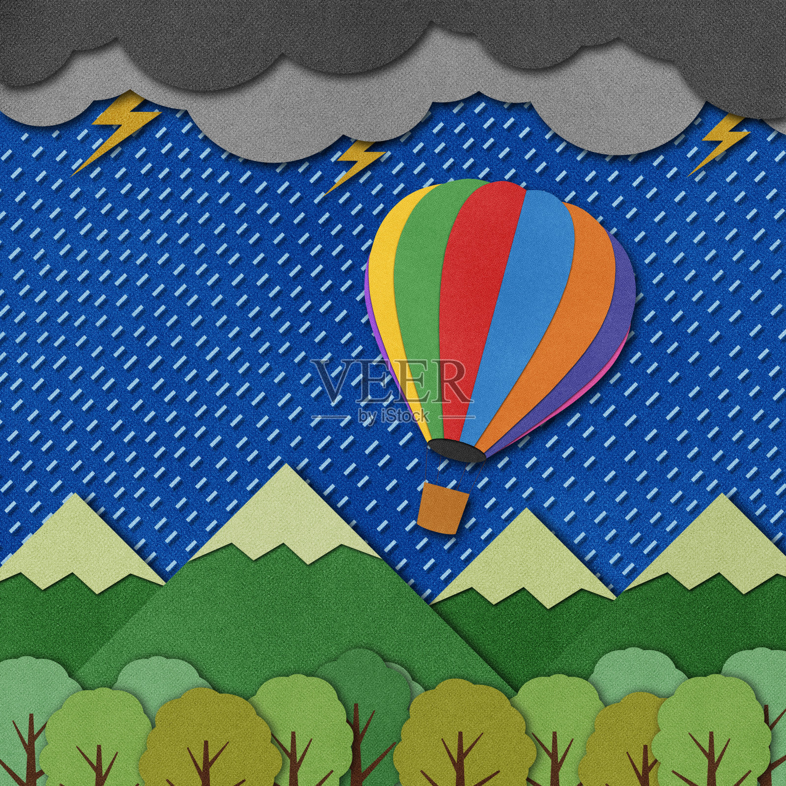 气球再造纸背景插画图片素材