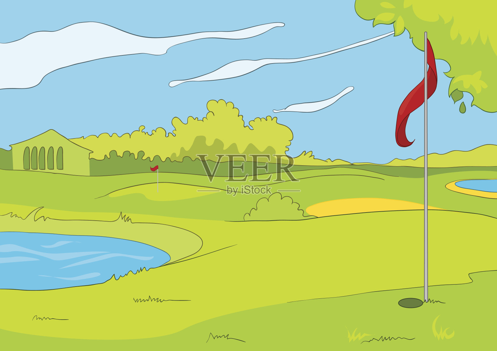 高尔夫球场插画图片素材
