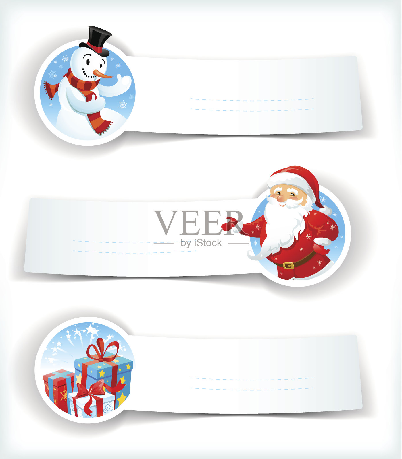 有圣诞老人和雪人的圣诞横幅插画图片素材