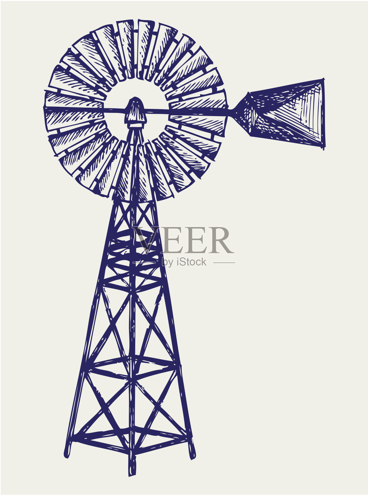 古老的风车插画图片素材
