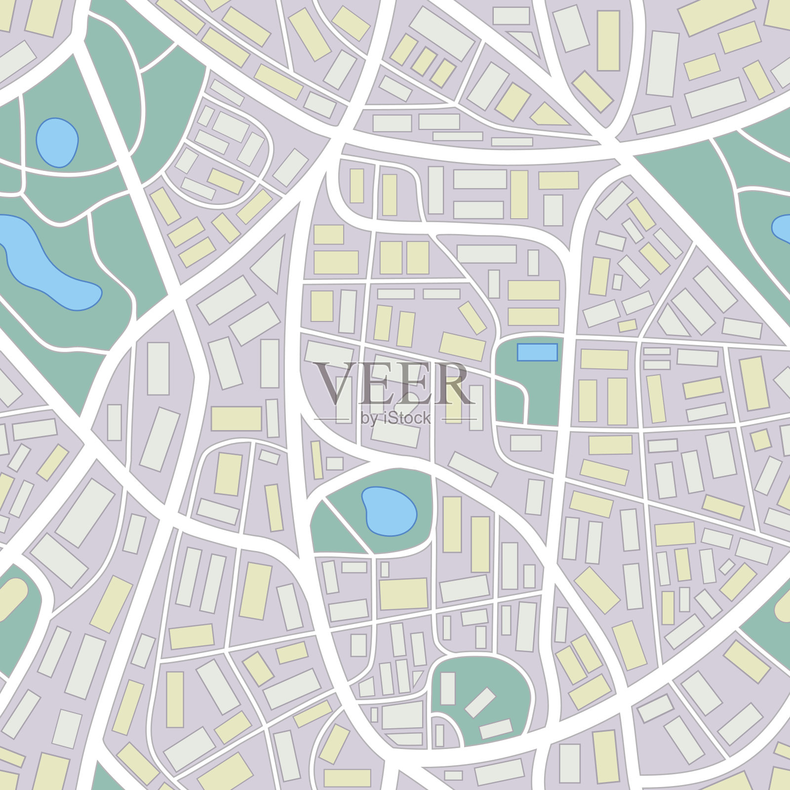 城市地图-无缝模式插画图片素材