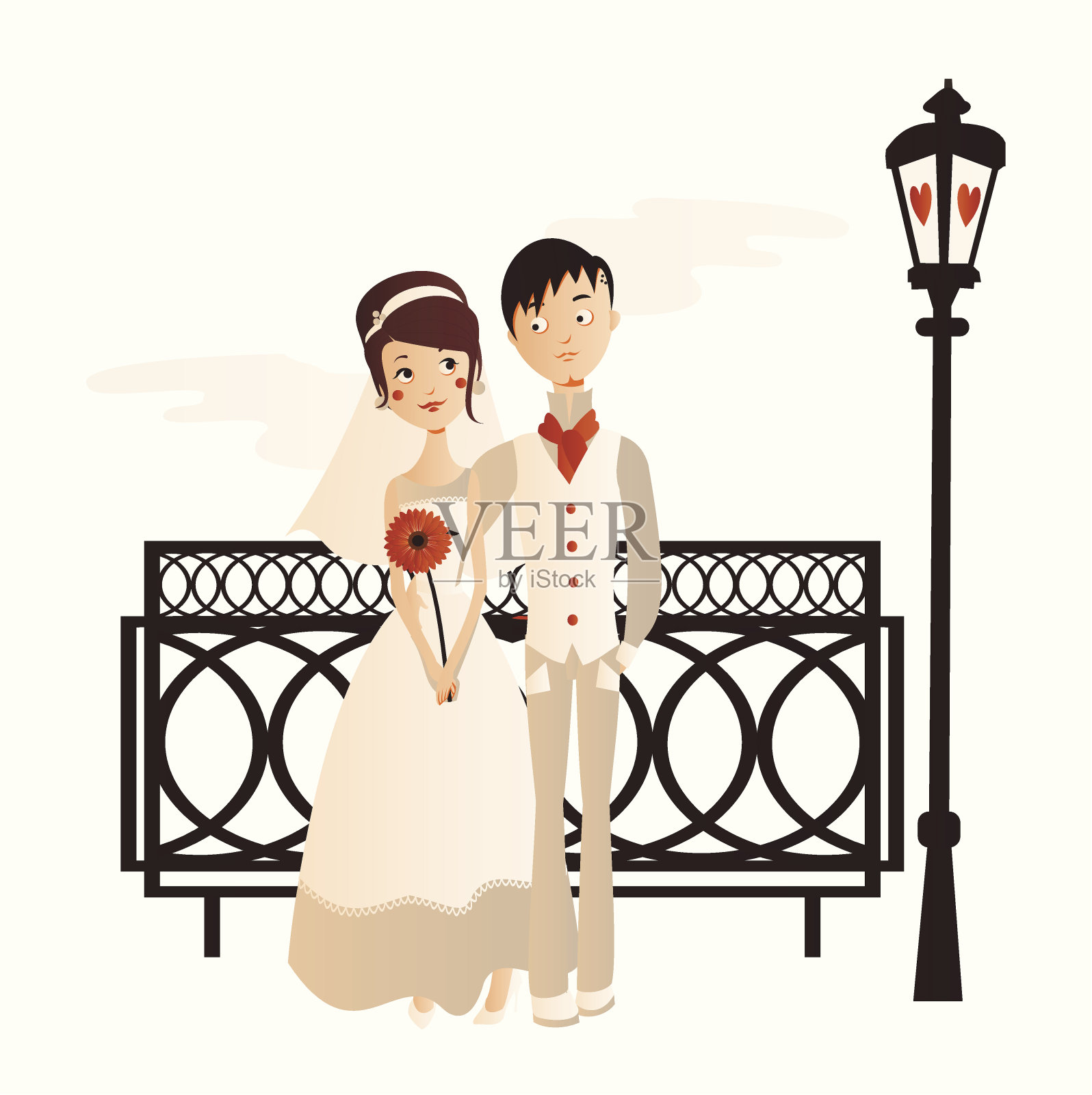新娘和新郎插画图片素材