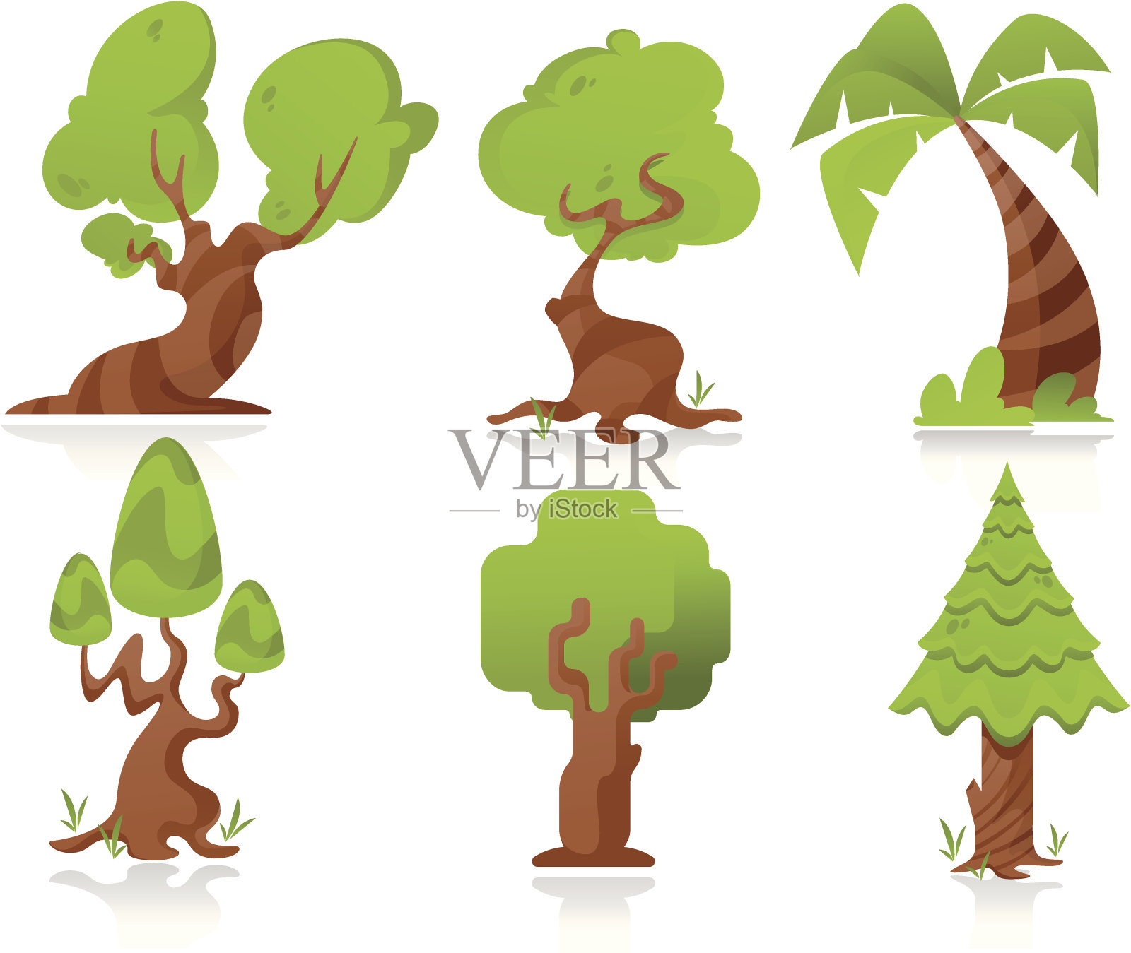程式化的树插画图片素材