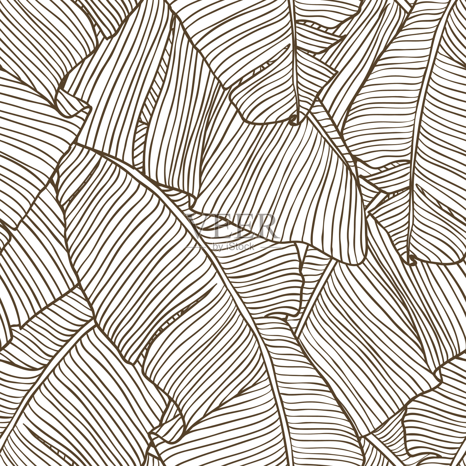 矢量插图的棕榈树叶。无缝模式。插画图片素材