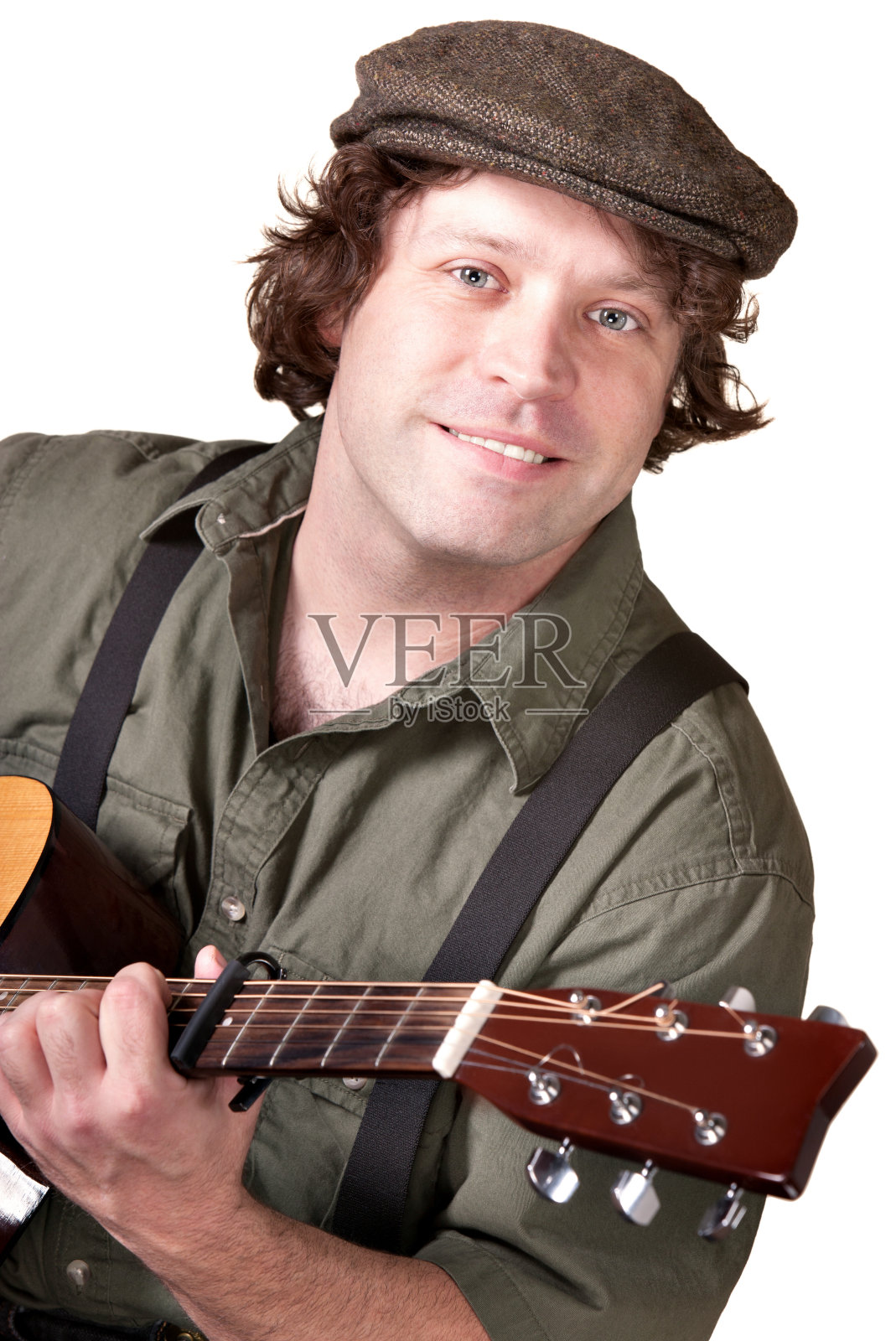 微笑的吉他手照片摄影图片