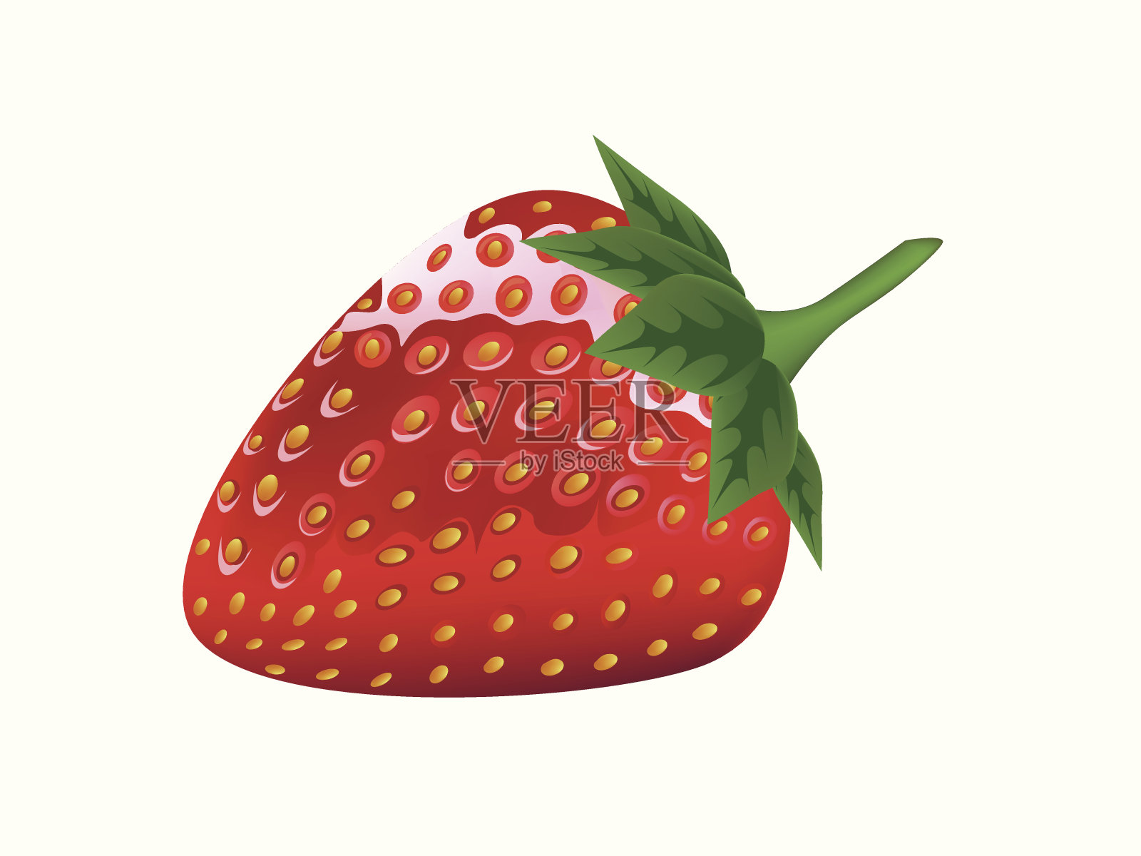 白底草莓特写镜头插画图片素材