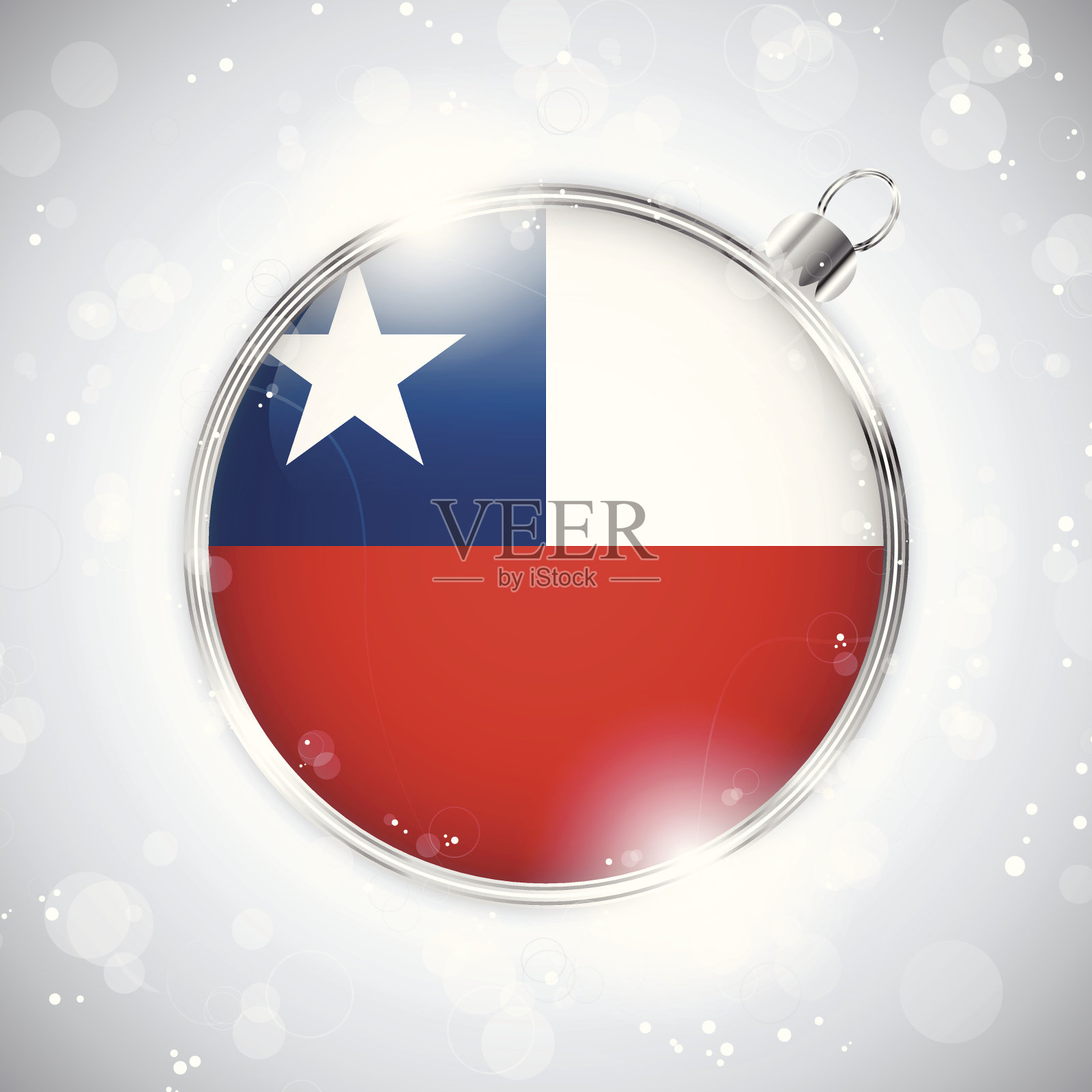 圣诞快乐，带国旗的银球智利插画图片素材