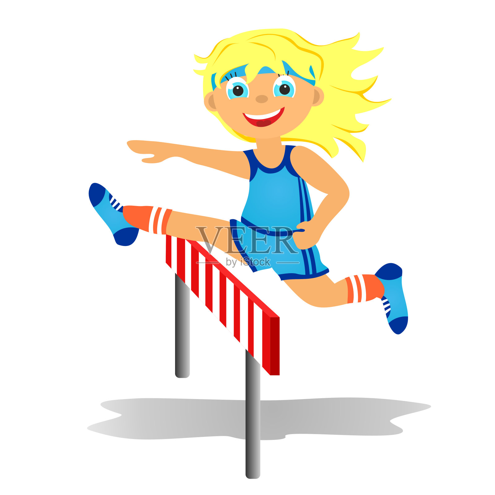 女孩overjumps障碍插画图片素材