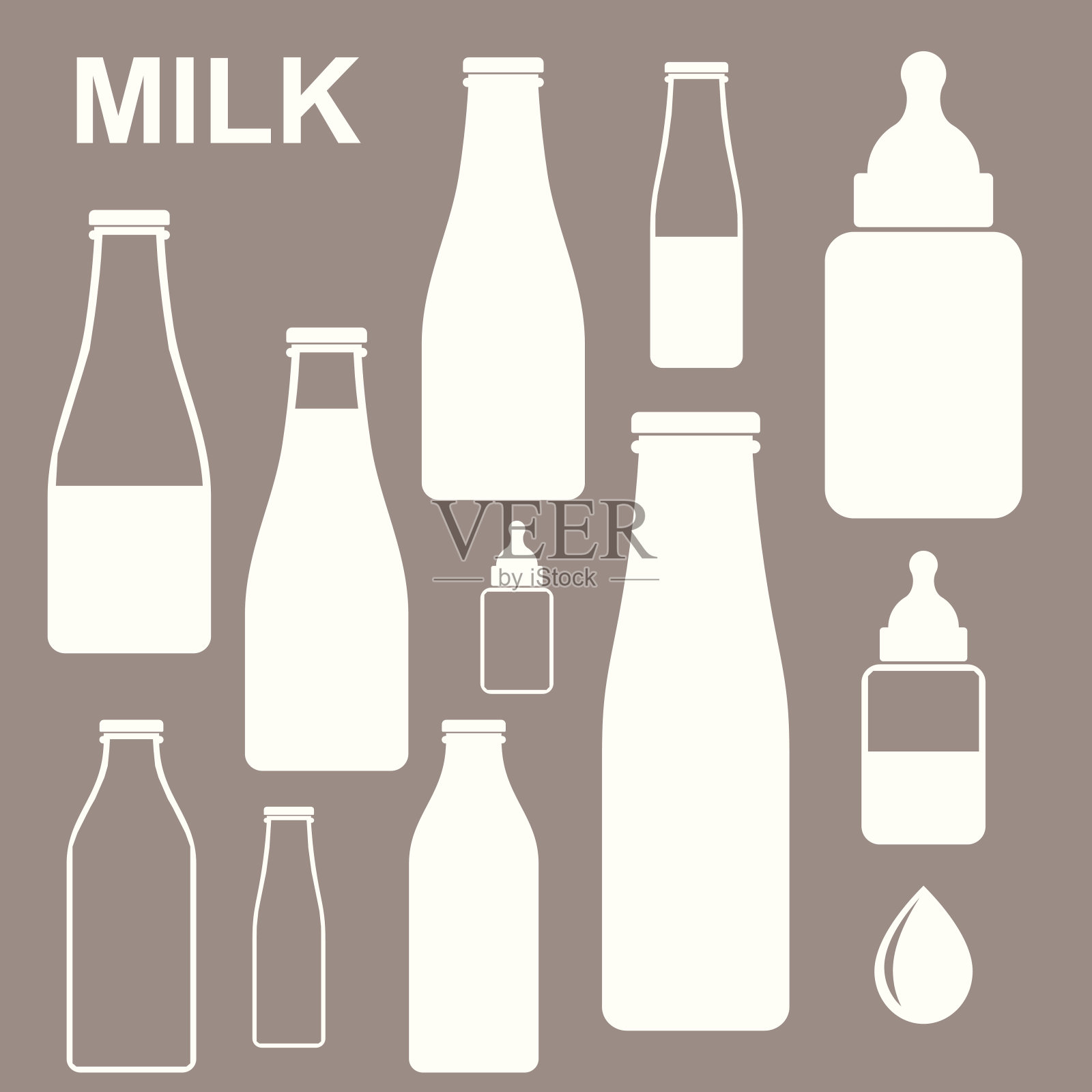 牛奶。瓶插画图片素材