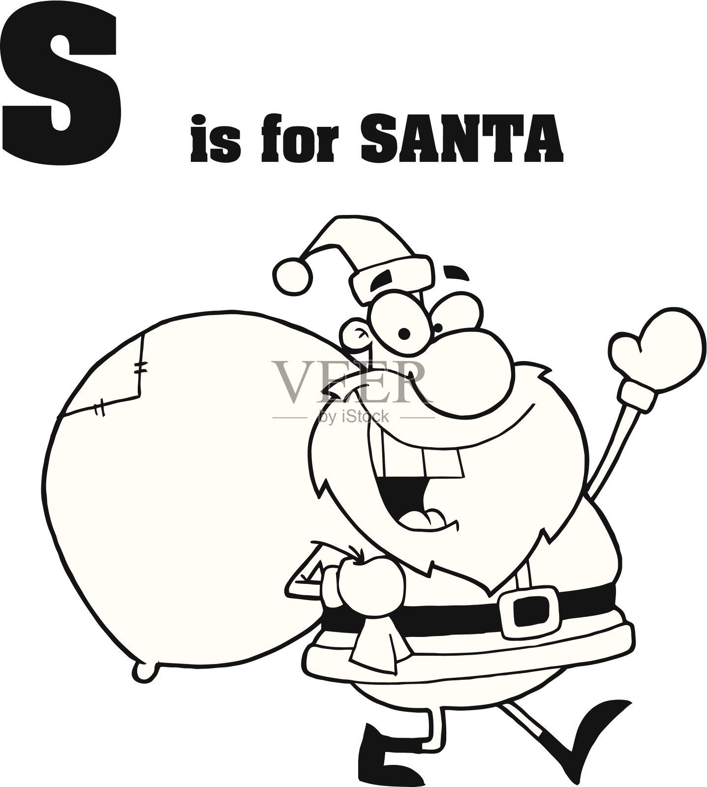 黑白字母——S代表圣诞老人设计元素图片