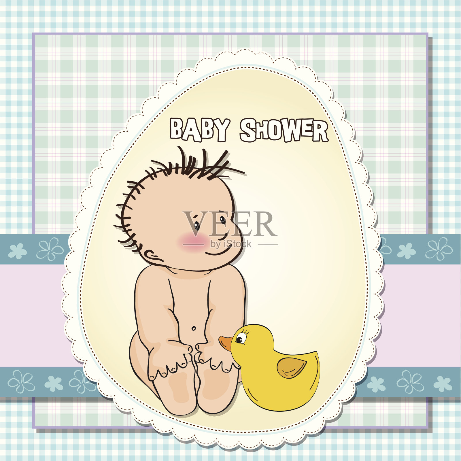 男婴淋浴卡插画图片素材