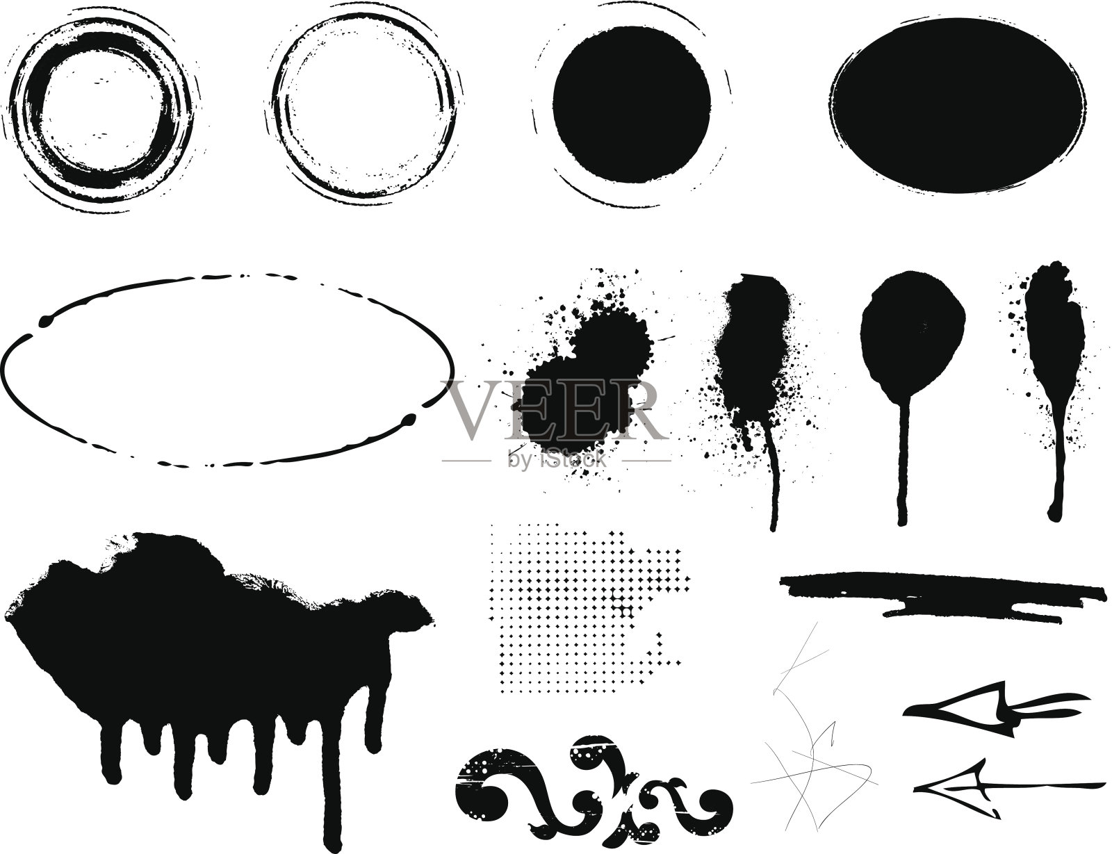黑色垃圾墨的形状插画图片素材