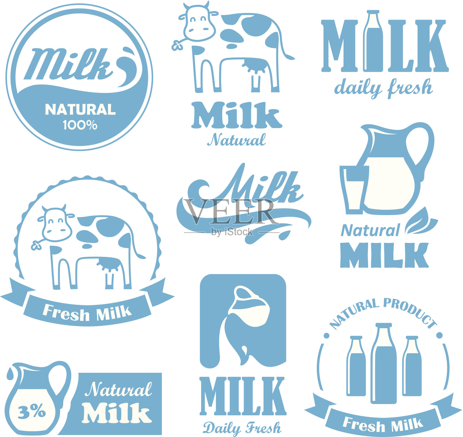 牛奶标签插画图片素材